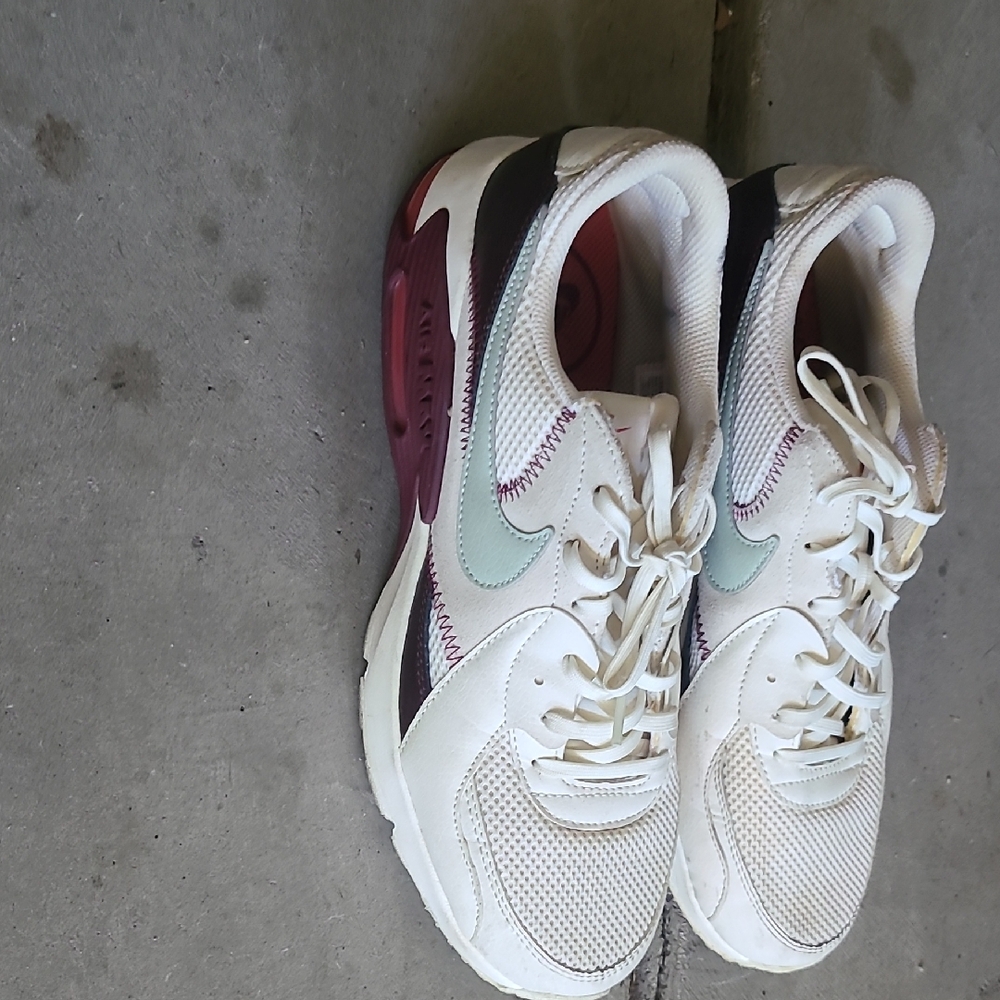 Nike Air Max Sneakers in White with Mint & Burgundy Accents